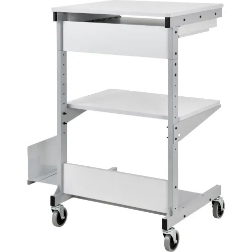 Global Industrial™ Mobile Computer Workstation with Printer Shelf and CPU Holder, Gray - PuriLite