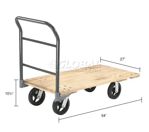 Global Industrial™ Hardwood Deck Platform Truck 54 x 27 2400 Lb. Capacity 8" Rubber Casters - PuriLite