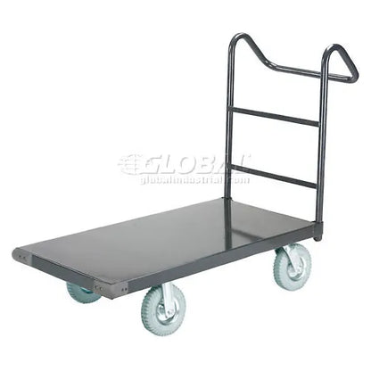 Global Industrial™ Steel Deck Truck 48x30 1200 Lb. Cap. 8" Pneumatic Casters - Ergo Handle - PuriLite
