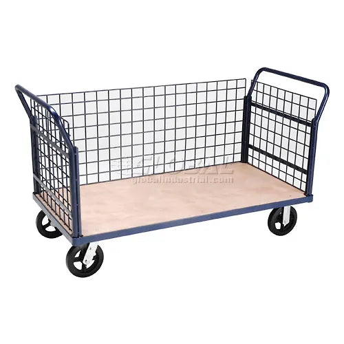 Global Industrial™ Euro Truck With 3 Wire Sides & Wood Deck 60 x 30 2400 Lb. Capacity - PuriLite