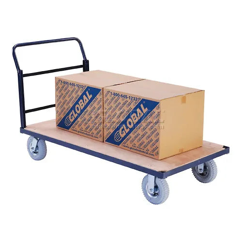 Global Industrial™ Steel Bound Wood Deck Platform Truck 60x30 1200 Lb. Cap. 8" Pneu. Casters - PuriLite
