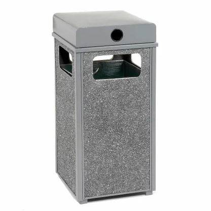 Global Industrial™ Stone Panel Trash Weather Urn, Gray, 24 Gallon, 17-1/2" Square x 36"H - PuriLite