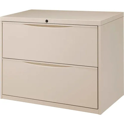 Interion® 2 Drawer Premium Lateral File Cabinet, Legal & Letter Size, 36"W x 18"D x 28"H, Putty - PuriLite