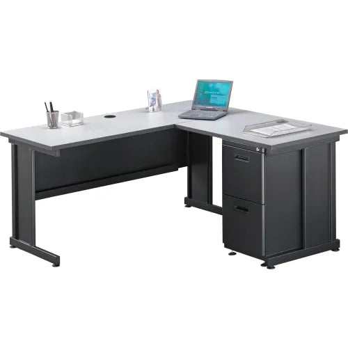 Interion® 36"W Right Handed Return Table, Gray - PuriLite