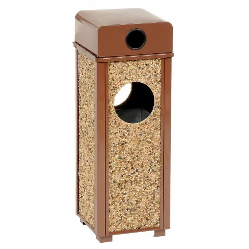 Global Industrial™ Stone Panel Trash Weather Urn, Brown, 2-1/2 Gallon, 10-1/4" Square x 28"H - PuriLite