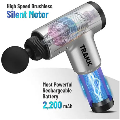 Deep Full Body Massage Gun Silver with 6 speeds (TRBEASTGUNSV) - PuriLite