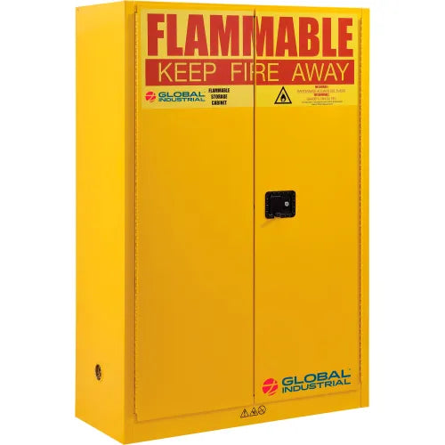 Global Industrial™ Flammable Cabinet, Manual Close Double Door, 45 Gallon, 43"Wx18"Dx65"H - PuriLite