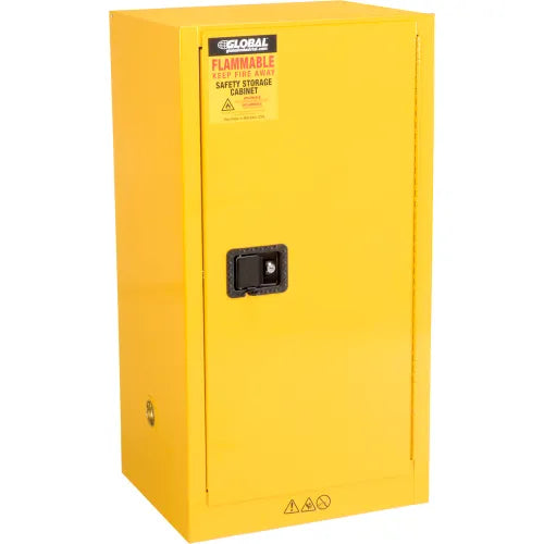 Global Industrial™ Flammable Cabinet, Manual Close Single Door, 16 Gallon, 23"Wx18"Dx44"H - PuriLite