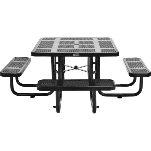 Global Industrial™ 46" Square Picnic Table, Perforated Metal, Black - PuriLite