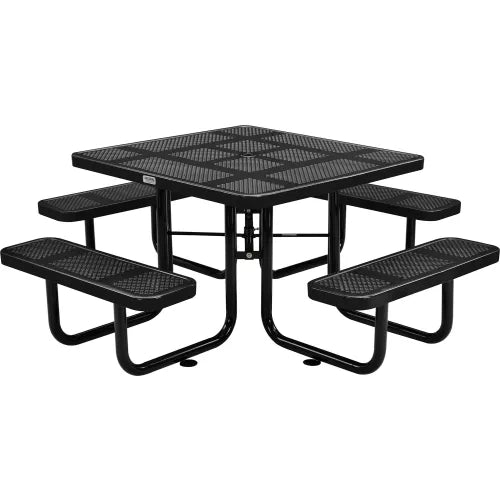 Global Industrial™ 46" Square Picnic Table, Perforated Metal, Black - PuriLite