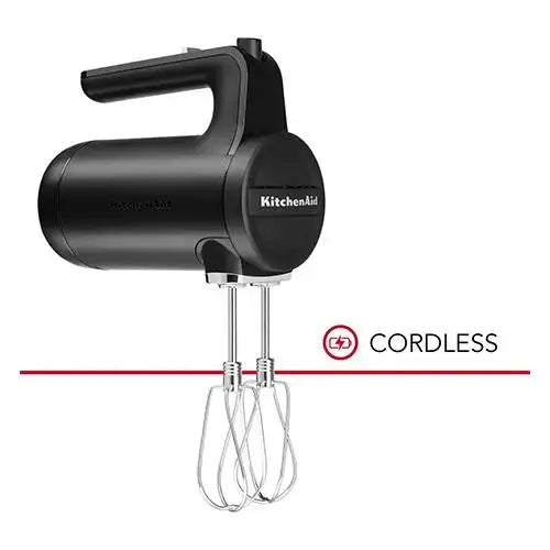 KitchenAid Cordless 7 Speed Hand Mixer - Black Matte (KHMB732BM) - PuriLite