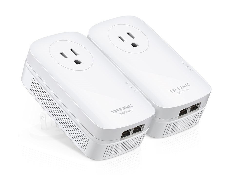 TP-Link Accessory TL-PA9020P KIT AV2000 2 Port Gigabit Passthrough Powerline Starter Kit - PuriLite