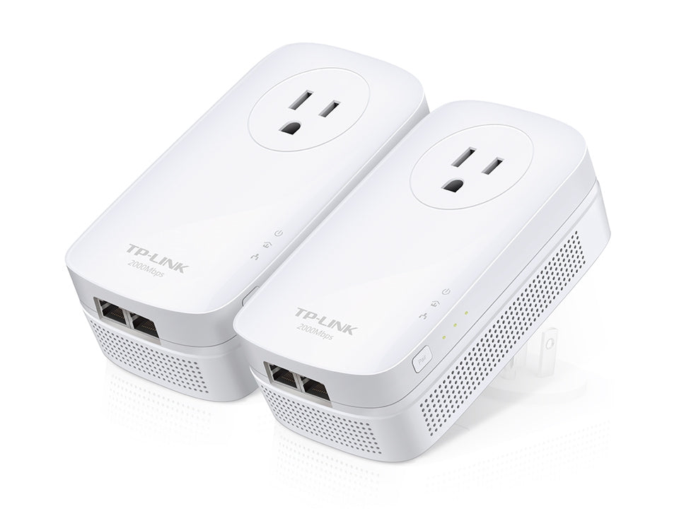 TP-Link Accessory TL-PA9020P KIT AV2000 2 Port Gigabit Passthrough Powerline Starter Kit - PuriLite