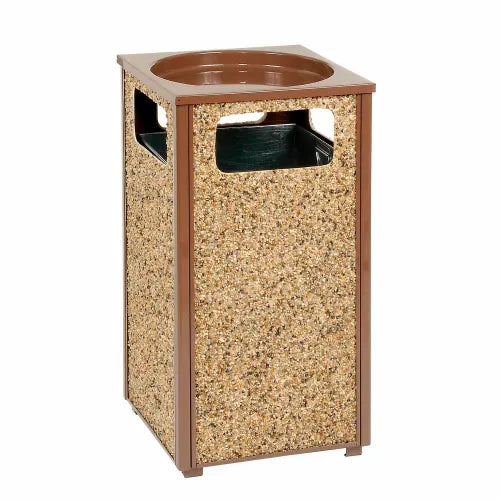 Global Industrial™ Stone Panel Trash Sand Urn, Brown, 24 Gallon, 17-1/2" Square x 32"H - PuriLite