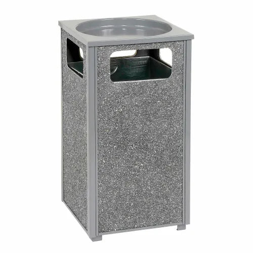 Global Industrial™ Stone Panel Trash Sand Urn, Gray, 12 Gallon, 13-1/2" Square x 32"H - PuriLite