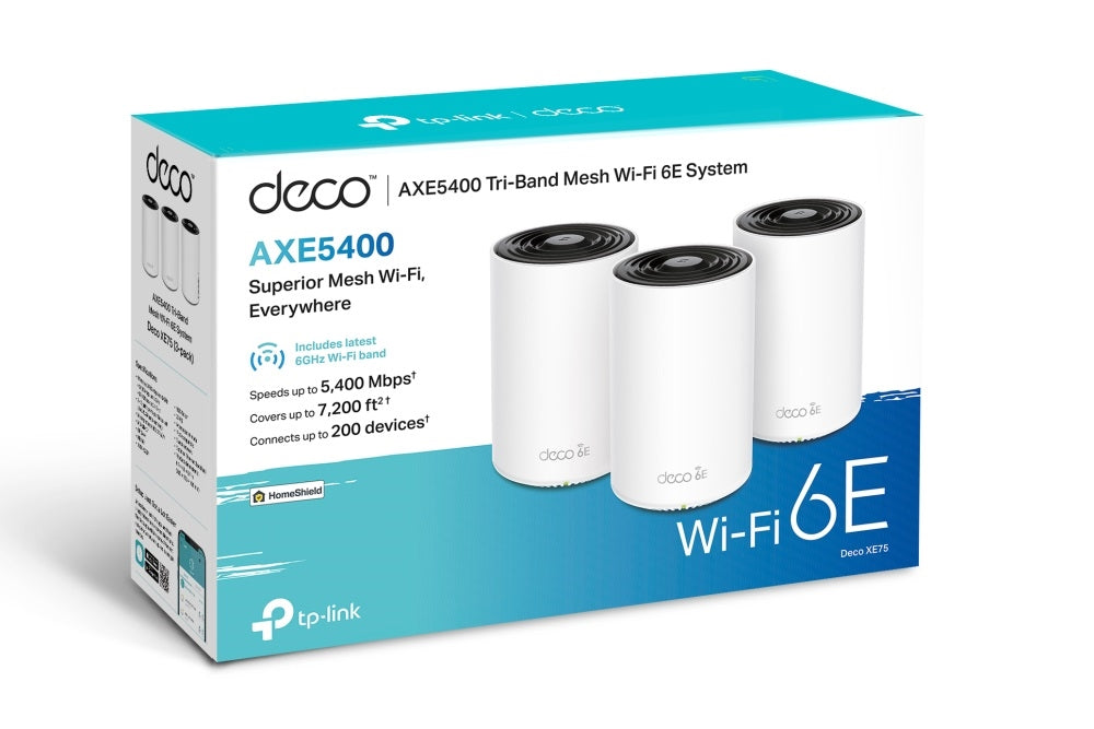 TP-Link Network Deco XE75(3-pack) AXE5400 Whole Home Mesh Wi-Fi 6E System - PuriLite