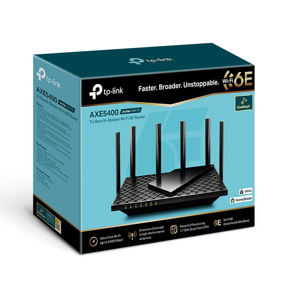 TP-Link Router Archer AXE75/CA AX5400 Tri-Band Wi-Fi 6E Router - PuriLite