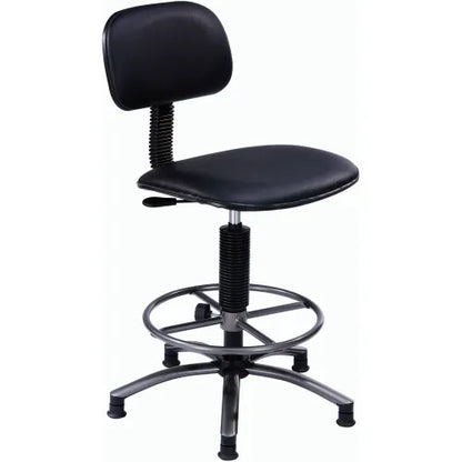 Interion® Office Stool - Vinyl - 25"- 29" - Black - PuriLite