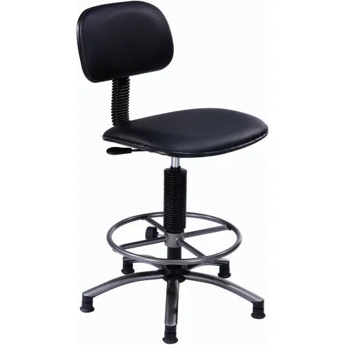 Interion® Office Stool - Vinyl - 25"- 29" - Black - PuriLite