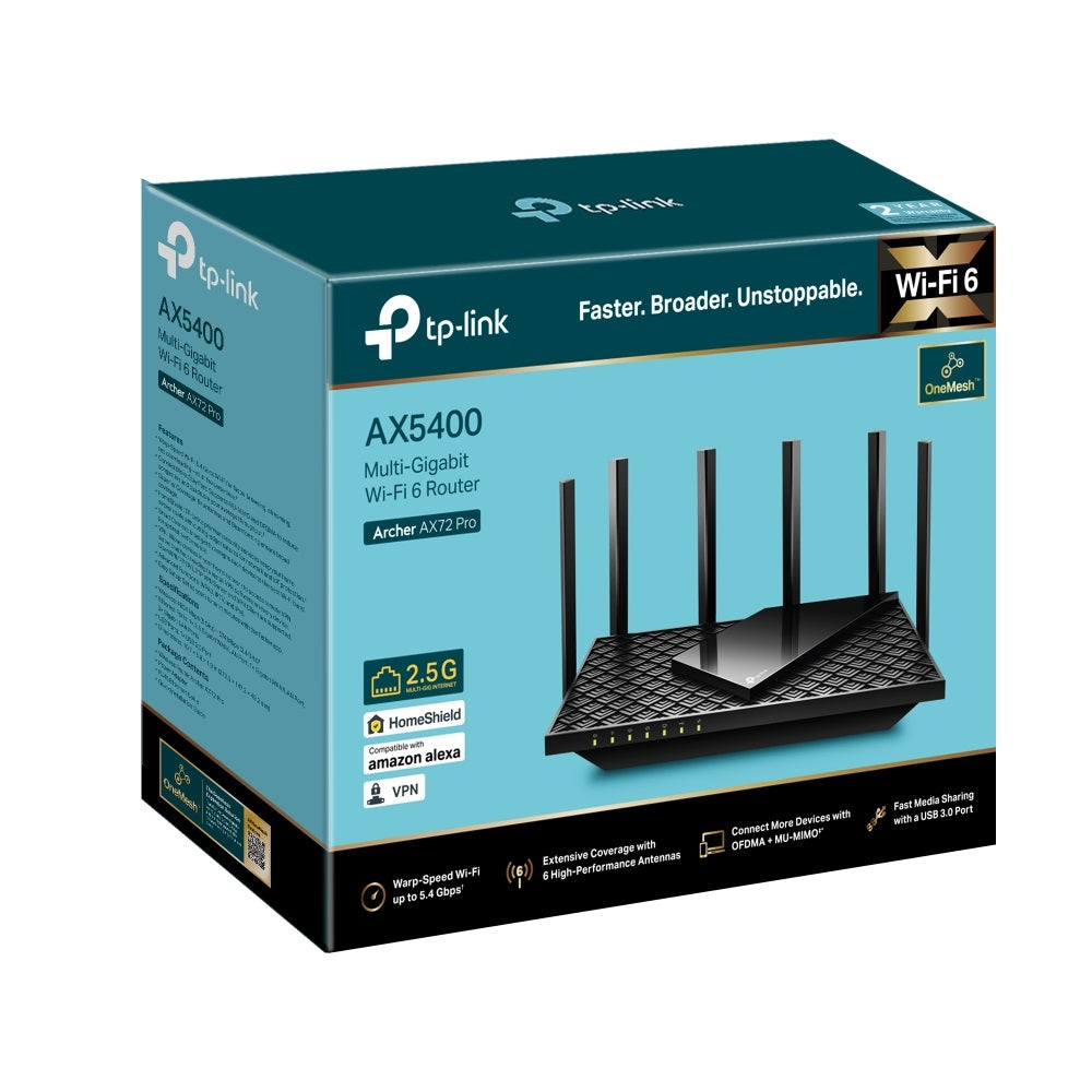 TP-Link Router Archer AX72 Pro AX5400 Multi-Gigabit Wi-Fi6 Router - PuriLite