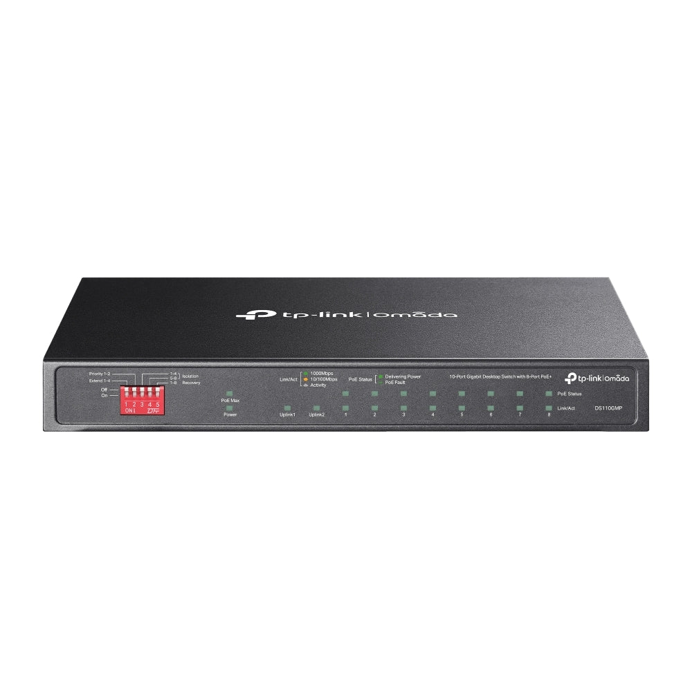 TP-Link Switch DS110GMP Omada 10-Port Gigabit Desktop Switch with 8-Port PoE+ - PuriLite