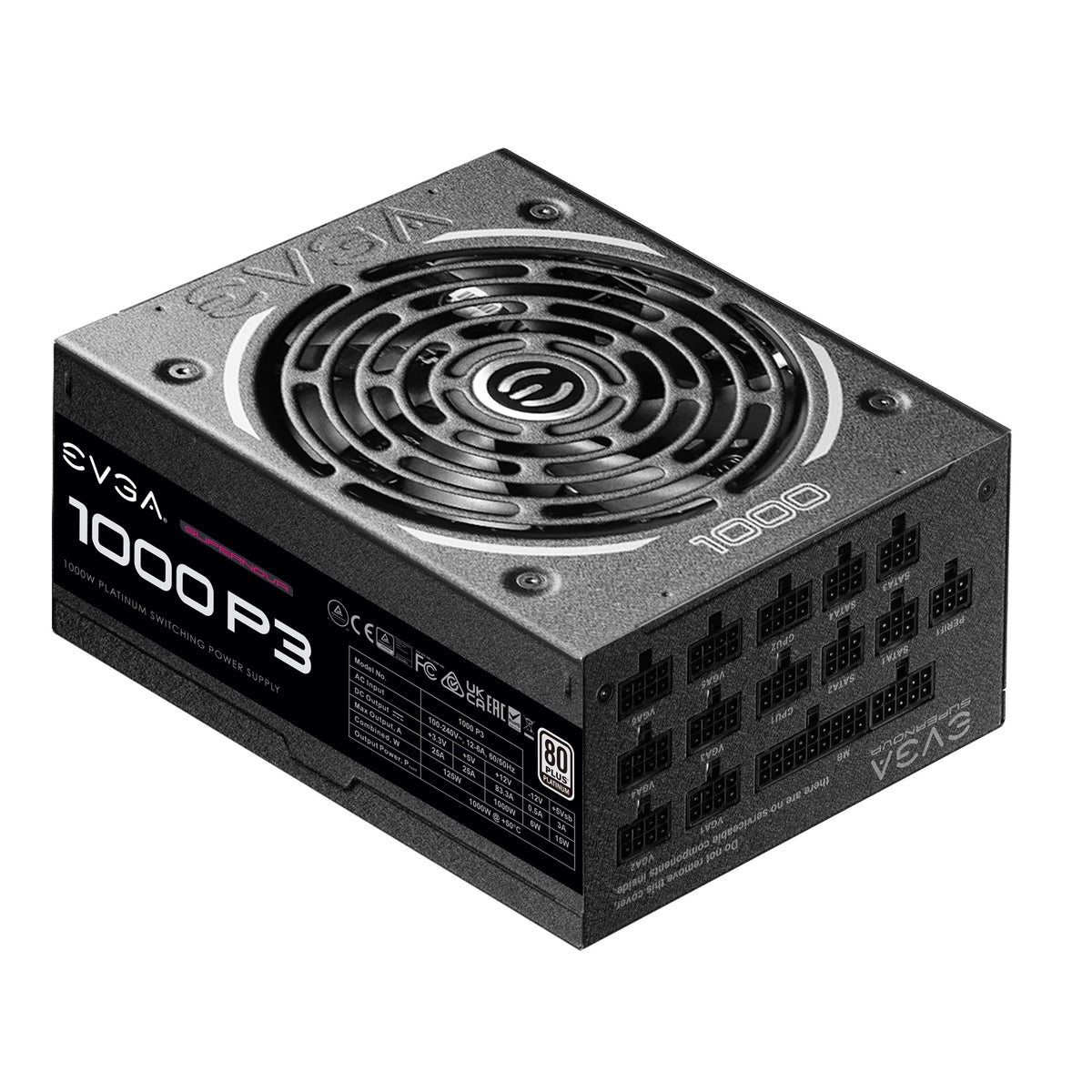 EVGA Power Supply 220-P3-1000-X1 SuperNOVA 1000 P3 1000W 80 Plus Platinum Fully Modular - PuriLite