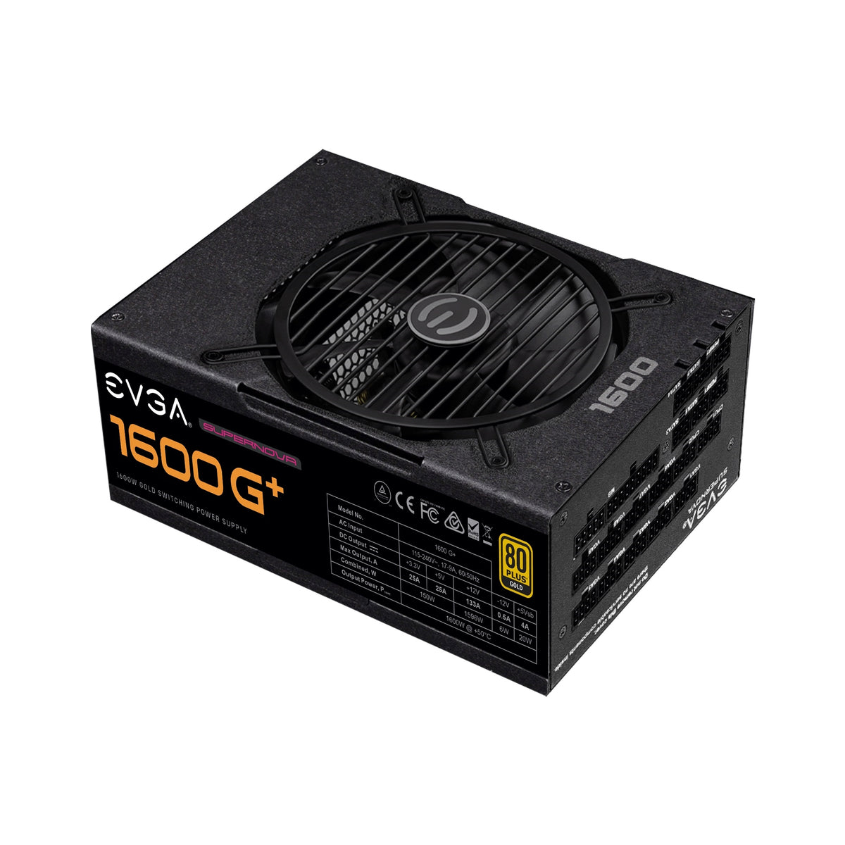 EVGA Power Supply 220-GP-1600-X1 SuperNOVA 1600 G+ 1600W 80 Plus Gold Fully Modular - PuriLite