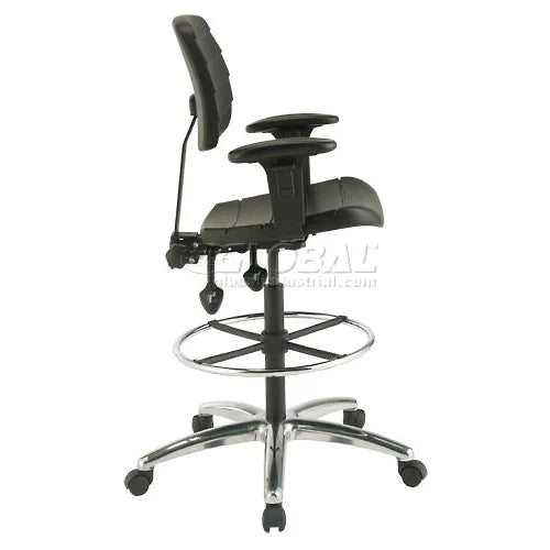 Interion® Shop Stool with Arms - Polyurethane - 6 Way Adjustable - Black - PuriLite