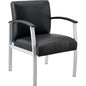 Interion® Synthetic Leather Reception Chair With Arms, Black W/ Silver Frame - PuriLite