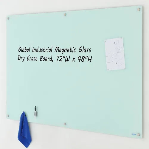 Global Industrial™ Magnetic Glass Whiteboard, 72"W x 48"H - PuriLite