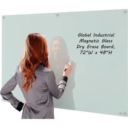 Global Industrial™ Magnetic Glass Whiteboard, 72"W x 48"H - PuriLite