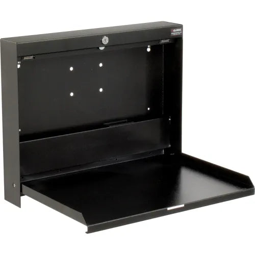 Global Industrial™ Wall Mounted Fold Down Shop Desk, 20"W x 3-3/8"D, Black - PuriLite