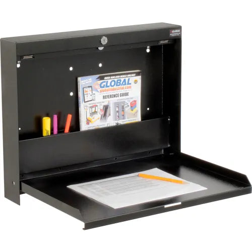 Global Industrial™ Wall Mounted Fold Down Shop Desk, 20"W x 3-3/8"D, Black - PuriLite