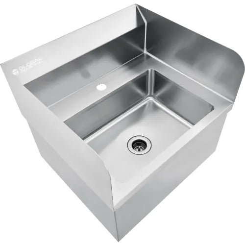 Global Industrial™ Stainless Steel Hands Free Wall Mount Sink W/Splash Guards, 14"x10"x5" Deep - PuriLite