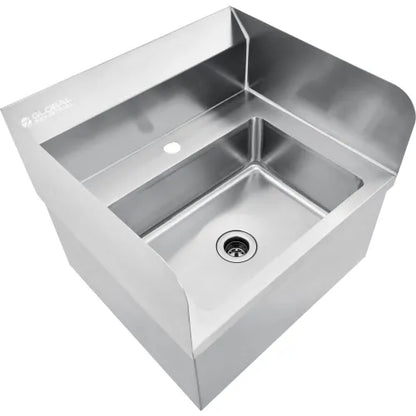 Global Industrial™ Stainless Steel Hands Free Wall Mount Sink W/Splash Guards, 14"x10"x5" Deep - PuriLite
