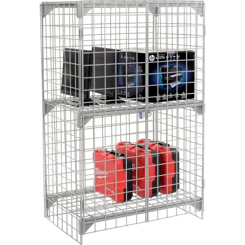 Global Industrial™ 1-Tier 2 Door Wire Mesh Security Locker, 36"Wx24"Dx60"H, Gray, Unassembled - PuriLite