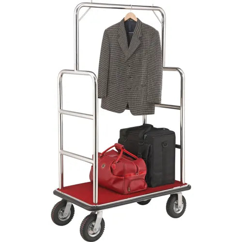 Global Industrial™ Silver Stainless Steel Bellman Cart Straight Uprights 8" Pneumatic Casters - PuriLite