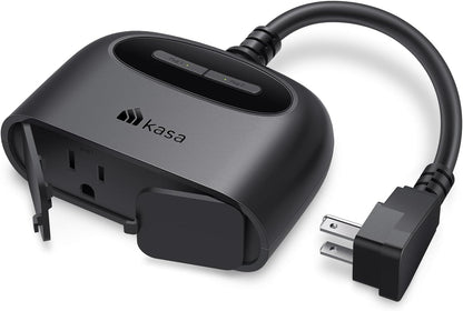 Kasa Smart Outdoor Smart Plug by TP-Link (KP400) - Smart WiFi Outlet with 2 Sockets, IP64 Waterproof, Works with Alexa and Google Home, 2.4GHz WiFi Required, No Hub Required, Sunset & Sunrise Offset Black - PuriLite