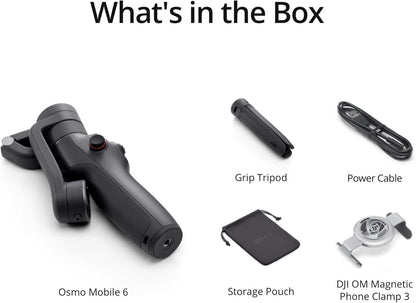 DJI Osmo Mobile 6 Gimbal Stabilizer for Smartphones, 3-Axis Phone Gimbal, Built-in Extension Rod, Object Tracking, Portable and Foldable, Vlogging Stabilizer, YouTube TikTok, Slate Gray - PuriLite