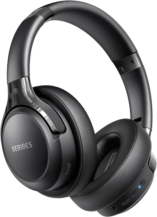 BERIBES Bluetooth Headphones Over Ear,65H Playtime and 6 EQ Modes Wireless Headphones with Microphone,Immersive Bass,HiFi Stereo,Foldable Lightweight Headset with Built-in HD Mic for Cellphone/PC/Ect. - PuriLite