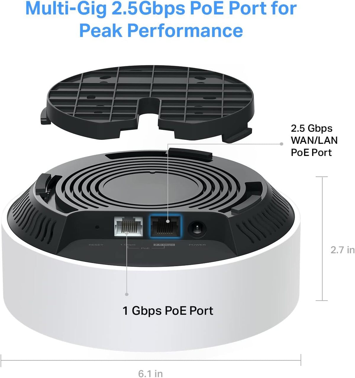 TP-Link Deco AX3000 PoE Mesh WiFi(Deco X50-PoE) - Ceiling/Wall-Mountable WiFi 6 Mesh, Replacing WiFi Router, Access Point and Range Extender, PoE-Powered, 2 PoE Ports(1 x 2.5G, 1 x Gigabit), 1-Pack - PuriLite