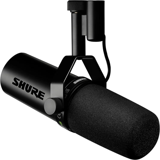 Shure SM7dB Dynamic Vocal Microphone w/Built-in Preamp for Streaming, Podcast, & Recording, Wide-Range Frequency, Warm & Smooth Sound, Rugged Construction, Detachable Windscreen - Black - PuriLite