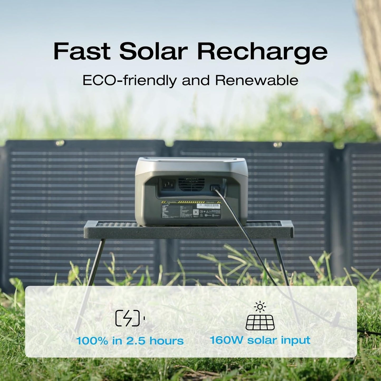 EF ECOFLOW Portable Power Station River 2, 256Wh LiFeP04 Battery/ 1 Hour Fast Charging, 2 Up to 600W AC Outlets, Solar Generator (Solar Panel Optional) for Outdoor Camping/RVs/Home Use - PuriLite