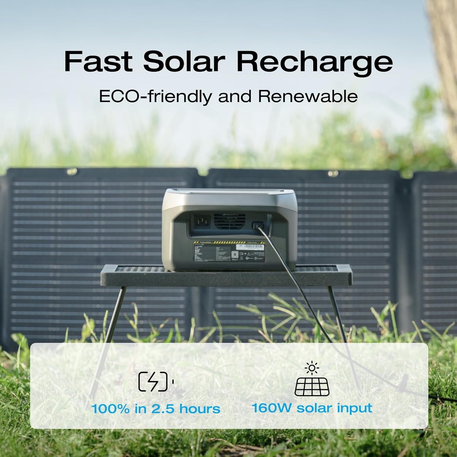 EF ECOFLOW Portable Power Station River 2, 256Wh LiFeP04 Battery/ 1 Hour Fast Charging, 2 Up to 600W AC Outlets, Solar Generator (Solar Panel Optional) for Outdoor Camping/RVs/Home Use - PuriLite