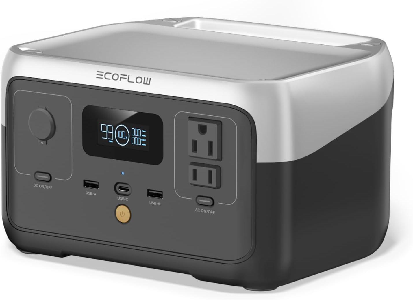 EF ECOFLOW Portable Power Station River 2, 256Wh LiFeP04 Battery/ 1 Hour Fast Charging, 2 Up to 600W AC Outlets, Solar Generator (Solar Panel Optional) for Outdoor Camping/RVs/Home Use - PuriLite