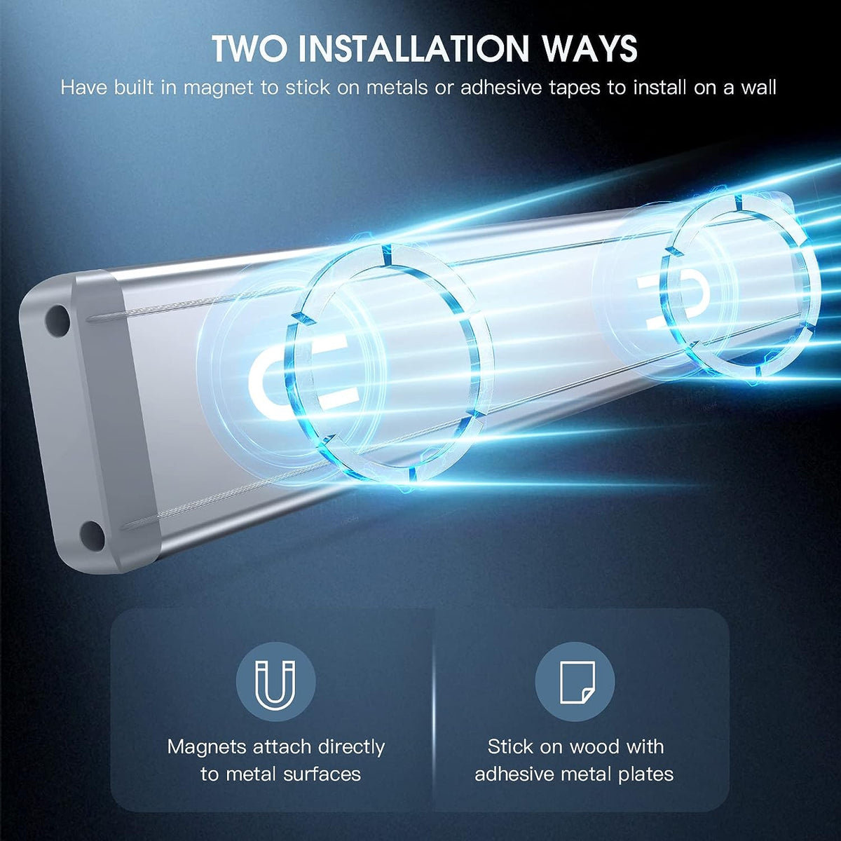 Under Cabinet Lights,40 LED Rechargeable Battery Operated Motion Sensor Light Indoor, 2 Pack Magnetic Dimmable Closet Lights, Wireless Under Counter Lights for Kitchen, Stairs - PuriLite