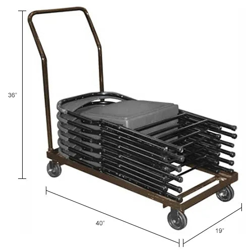 Interion® Chair Cart For Folding Chairs - Horizontal Stack - 36 Chair Capacity - PuriLite