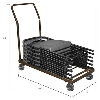 Interion® Chair Cart For Folding Chairs - Horizontal Stack - 36 Chair Capacity - PuriLite