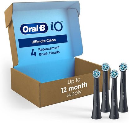Oral-B iO Genuine Replacement Brush Heads, Ultimate Clean, Refills for Oral-B iO Electric Toothbrushes, Black, 4 Count - PuriLite