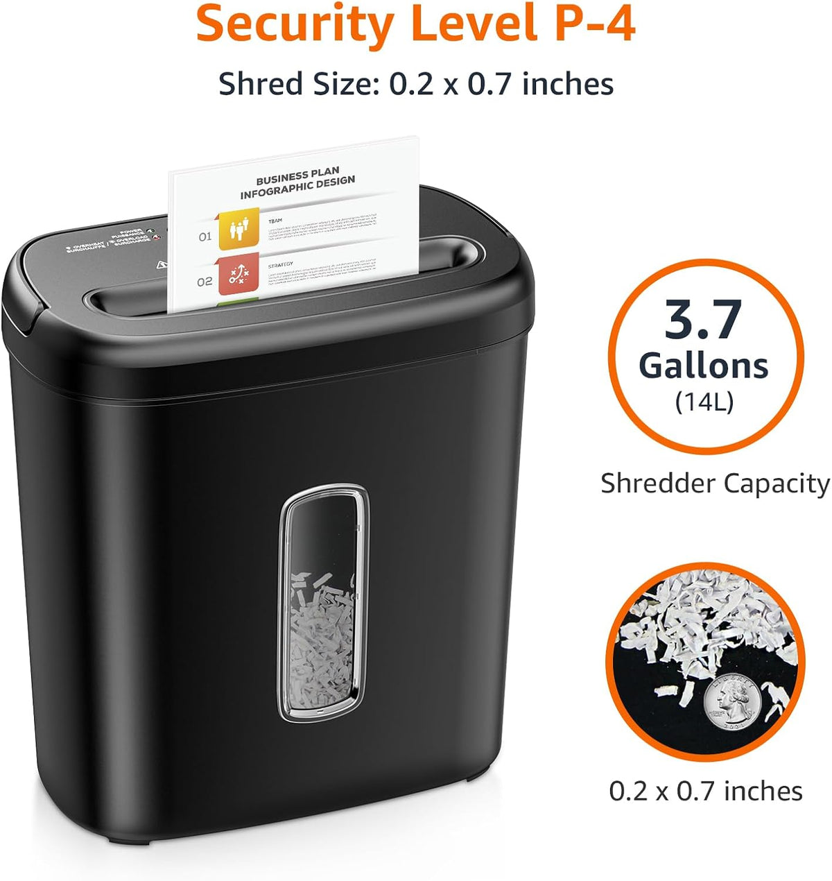 Amazon Basics 8-Sheet Cross-Cut Paper Shredder and Credit Card Shredder - Black - PuriLite
